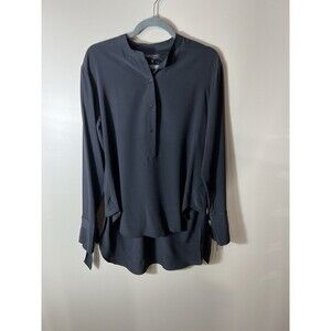 Rag & Bone Shirt Womens Medium Black Long Sleeve Circle Neck Open Back Sheer